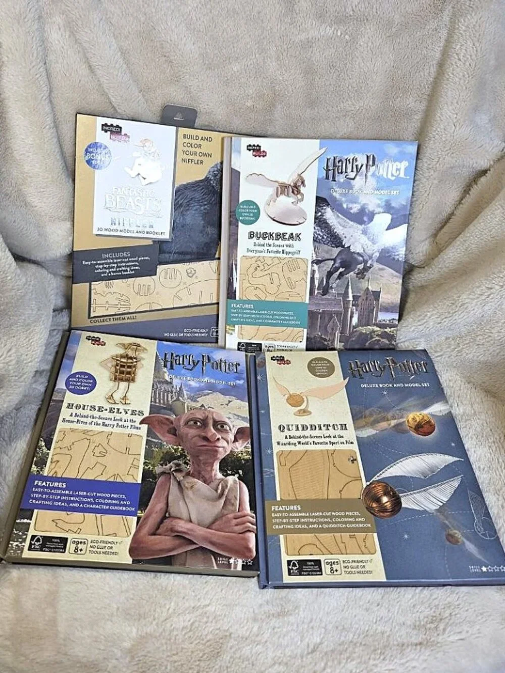 x4 Harry Potter Incredi Builds 3D Wooden Puzzles Dobby Niffler Snitch MINT #F